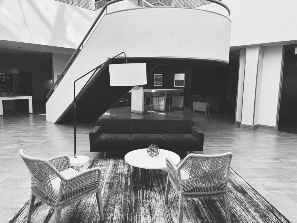 Waiting room outside of JBGODS Headquarters